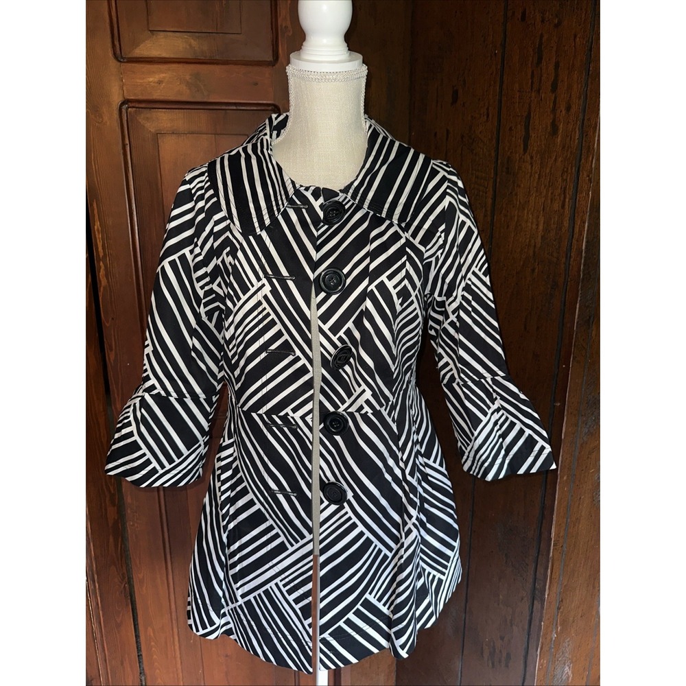 Eden Court Womens Jacket Geometric Black &‎ White Size Small EUC